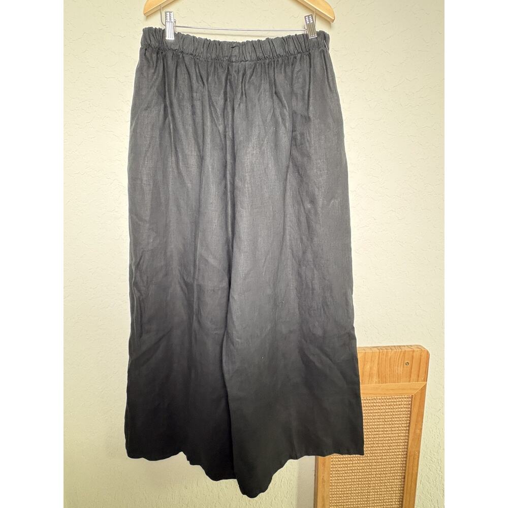 Bryn Walker Size XL Black Linen Wide Leg Pants Lagenlook Oversized Minimalist